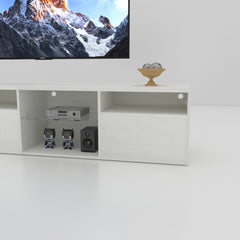TV console with storage cabinet, 82.6-inch long LED TV stand with 31 mode switching lights (white, suitable for 75/80 inch TVs)