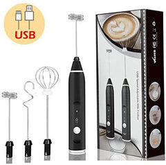 3-Piece Electric Milk Frother And Whisk Set