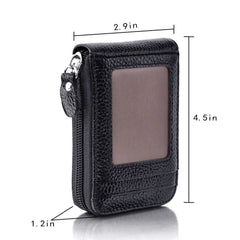 Men's Wallet Genuine PU Leather Credit Card Holder RFID Blocking Zipper Pocket Men bag Multi-card zipper