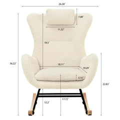 Rocking Chair - with rubber leg and cashmere fabric suitable for living room and bedroom