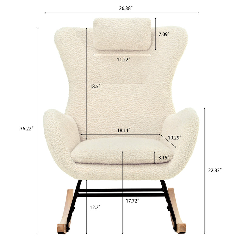 Rocking Chair - with rubber leg and cashmere fabric suitable for living room and bedroom