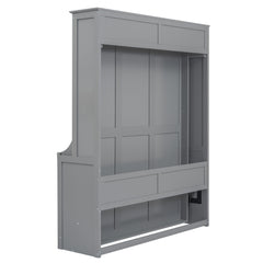 Queen Size Murphy Bed with a Shelf, Gray