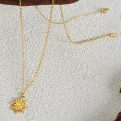 Clavicle chain fashionable and simple small sun pendant titanium steel necklace for women