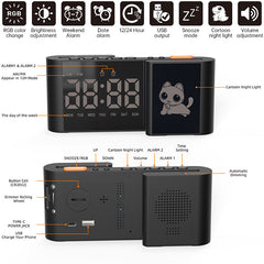 Creative S-shaped Dual-Screen RGB Colorful Alarm Clock, Adorable Cartoon Night Light Electronic Clock