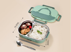 Stylish, simple, portable, large capacity 304 stainless steel two-compartment lunch box with bowl lunch box