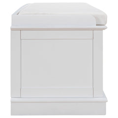 TREXM storage table with 4 adjustable doors and shelves, detachable padded shoe stand (white)