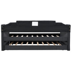 Upholstered Twin Daybed with Trundle Black