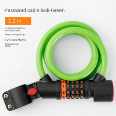 1.2M/1.8M Bike Lock Anti-theft 5 Digit Combination Password Security Lock With LED Light MTB Road Bike Steel Cable Bicycle Lock