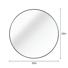Black 16 Inch Metal Round Bathroom Mirror
