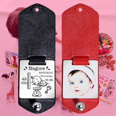 Personal Custom Customized New Baby Born Brand Commemorative Leather Stainless Steel Keychain
