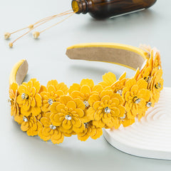 Small Fresh Colorful Flowers Headdress Glass Diamond Retro Headband Female Trendy Hair Band Hair Accessories