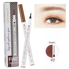 Makeup Micro Sculpture Fine Grain Eyebrow Pen Four Fork Eyebrow Pen Anti Sweating and Non Staining Liquid Eyebrow Pen Four Head
