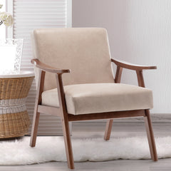 Solid wood frame living room chair, accent chair with thick backrest, casual chair Indoo