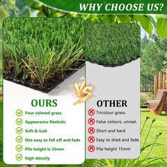 2FTX10FT Outdoor Artificial Grass Runway Blanket, Thick and Realistic Fake Grass Roll Decoration 1.38 "Pile Height