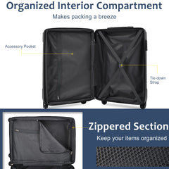 Hardshell Luggage Spinner Suitcase with TSA Lock Lightweight Expandable 24'' (Single Luggage) Blue + ABS + 24 Inch