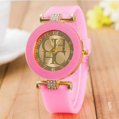 New simple leather Brand Geneva Casual Quartz Watch Women Crystal Silicone Watches Relogio Feminino Wrist Watch