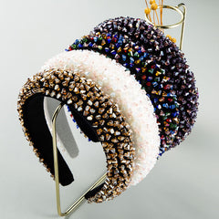 New Baroque Headband Feminine Color Hand-Stitched Glass Bead Headband Thin Sponge Headband
