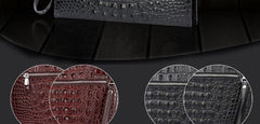 A4 Men's Genuine Leather Underarm Bag Zipper Cowhide Crocodile Pattern Men's Mobile Phone Bag