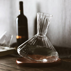 Premium Red Wine Carafe Tumbler Wine Dispenser Decanter with Wood Tray