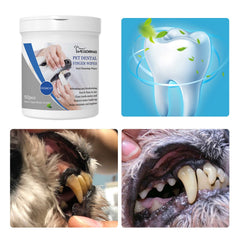 Pet Dental Finger Wipes, Bad Breath Tartar Teeth Yellow Dog Clean Mouth Care Finger Cover