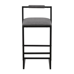 Set of 2 Counter Height Barstools Kitchen Island Stools (Gray with Back)