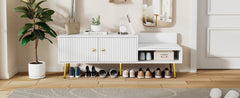 Modern Shoe Storage Bench with Hidden Storage and Upholstered Cushions for Bedside, Living Room and Entryway (White)