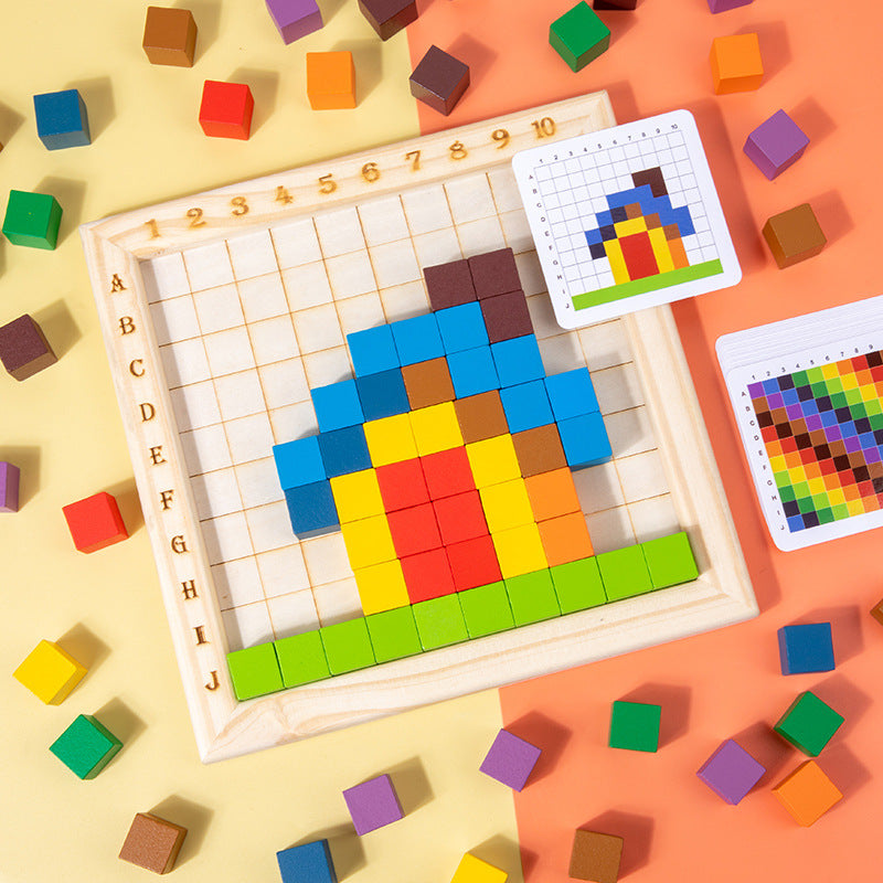 Color counting block, cube building block, color recognition sorting, stacking puzzle, children's puzzle, early education, wooden toy