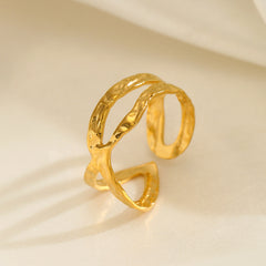 European and American fashion personality simple line cross opening ring