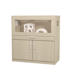 Squirrel cage acrylic panel with independent storage cabinet and wooden guinea pig room with bridge (L 31.50 x W 15.75 x H32.28)