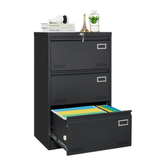 Filing Cabinet Lateral File Cabinet 3 Drawer Blcak Locking Metal File Cabinets Three Drawer
