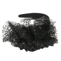 Solid color sequin flower wide edge girl style mesh headband