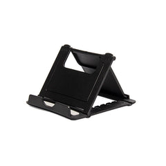 A plastic, foldable cradle for mobile phones