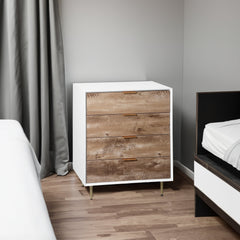 Wooden Tall 4 Drawer Dresser,Chest of Drawers with 4 Metal Legs, Anti-Tipping Device for Bedroom,Living Room