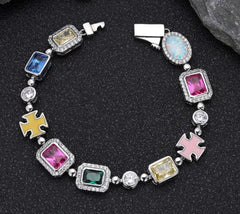 Gold-Plated Hip-Hop Gemstone Necklace