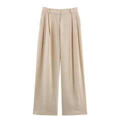 Elegant and Loose Women's Suit Jacket and Wide Leg Pants Style