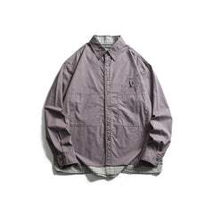 Two piece checkered long sleeved shirt for casual vacation men