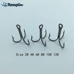 Rompin 20pc/lot 2/4/6/8/10# Fishing Hook High Carbon Steel Treble  Black