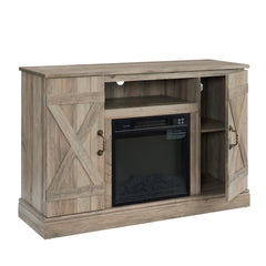 Farmhouse Classic Media TV Stand Antique Entertainment Console with 18" Electric Fireplace Insert for TV up to 50" with Open