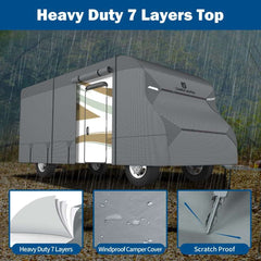 Umbrauto RV Cover Class C Upgraded 7 Layers Anti-UV Top Panel Motorhome Cover，Gray