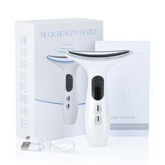 Facial Lift Anti Wrinkle Reduce Double Chin 3 Colors LED Photon Therapy EMS Face Neck Massager Beauty Device