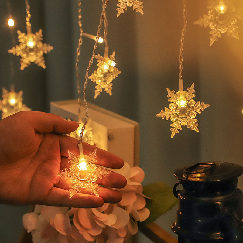 Snowflake ice strip curtain light, holiday decoration light, Christmas snowflake colored light, LED star curtain light string