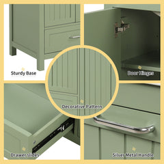 36 inch bathroom vanity with sink, one double door cabinet one large drawer and one flip drawer solid wood and MDF board, green