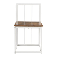 TOPMAX Modern 7-Piece Dining Table Set with Faux Marble Compact 55Inch Kitchen Table Set for 6  White+Cherry