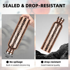 800ML Copper Hammer - Pattern Water Bottle: Leakproof, for Sports/Outdoor/Cycling/Gym/Fitness/Travel