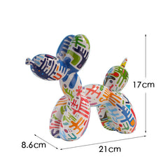New black and white plaid balloon dog ornaments creative TV cabinet wine cabinet living room porch resin crafts
