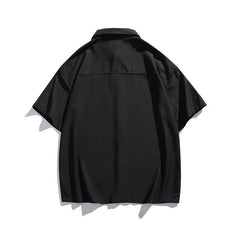 Simple letter embroidery casual short sleeved shirt men's half sleeved shirt