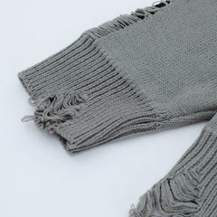 Trendy Lazy Crochet Hole Sweater Men's Round Neck Knitwear Loose Long Sleeve Casual Pullover