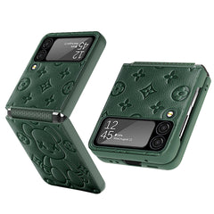 Suitable for Galaxy Samsung Z Flip3 Phone Case Violent Bear Hinge Flip3 Protective Cover Plain Leather Folding Screen