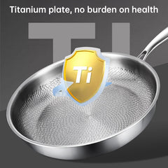 German uncoated pure titanium frying pan with fish - scale hammer pattern. Non - stick, ideal for household steak frying, a piec
