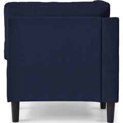 65" Mid-Century Modern Linen Fabric Corner Lounge Chair, Upholstered Indoor Chaise Lounge Solid Wood Sofa Bed for Bedroom